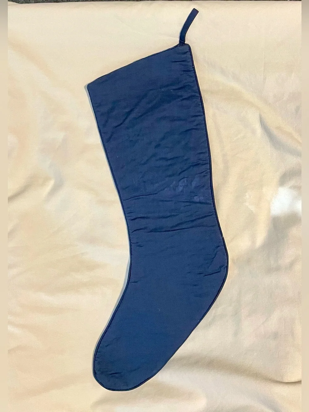 VTG Christmas Needlepoint Stocking - Snowman At The Mailbox -Blue Velvet Backing